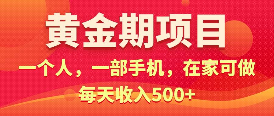 黄金期项目，电商搞钱！一个人，一部手机，在家可做，每天收入500+-天天资源网