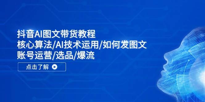 抖音AI图文带货教程：核心算法/AI技术运用/如何发图文/账号运营/选品/爆流-天天资源网