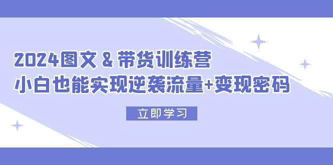 2024 图文+带货训练营，小白也能实现逆袭流量+变现密码-天天资源网