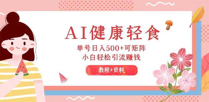 AI健康轻食，单号日入500+可矩阵，小白轻松引流赚钱（教程+食谱）-天天资源网