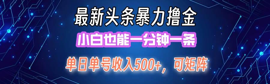 最新暴力头条掘金日入500+，矩阵操作日入2000+ ，小白也能轻松上手！-天天资源网