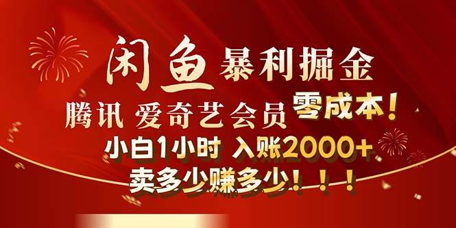 闲鱼全新暴力掘金玩法，官方正品影视会员无成本渠道！小白1小时收…-天天资源网