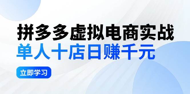 拼夕夕虚拟电商实战：单人10店日赚千元，深耕老项目，稳定盈利不求风口-天天资源网