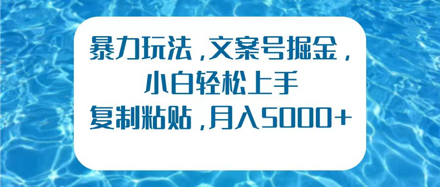 暴力玩法，文案号掘金，小白轻松上手，复制粘贴，月入5000+-天天资源网