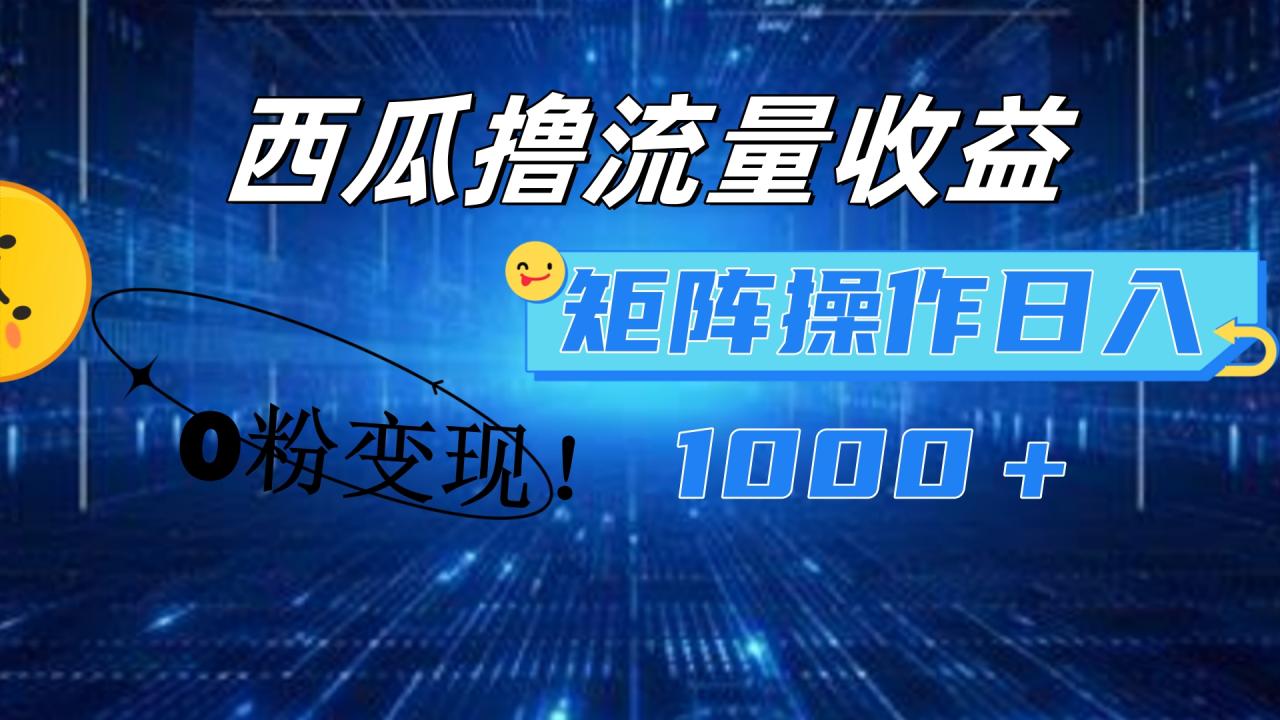 西瓜视频撸流量，简单上手，0粉变现矩阵操作！日入1000＋-天天资源网