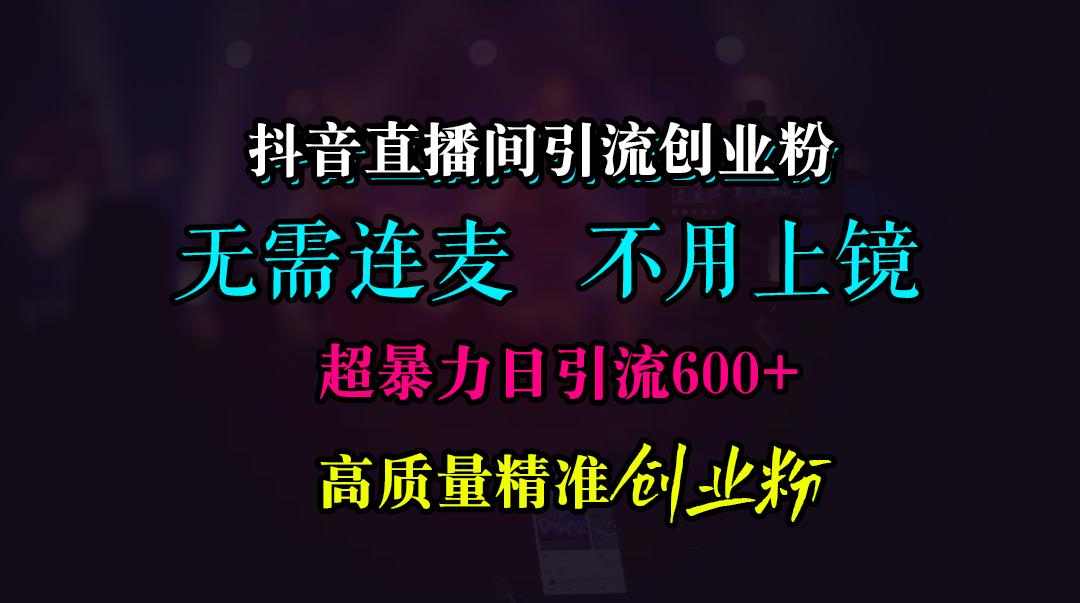 抖音直播间引流创业粉，无需连麦、无需上镜，超暴力日引流600+高质量精准创业粉-天天资源网