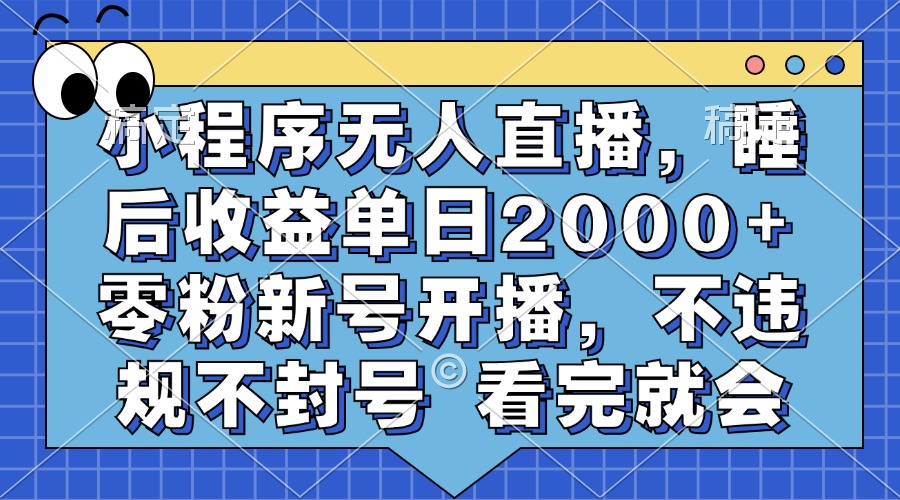 小程序无人直播，睡后收益单日2000+ 零粉新号开播，不违规不封号 看完就会-天天资源网