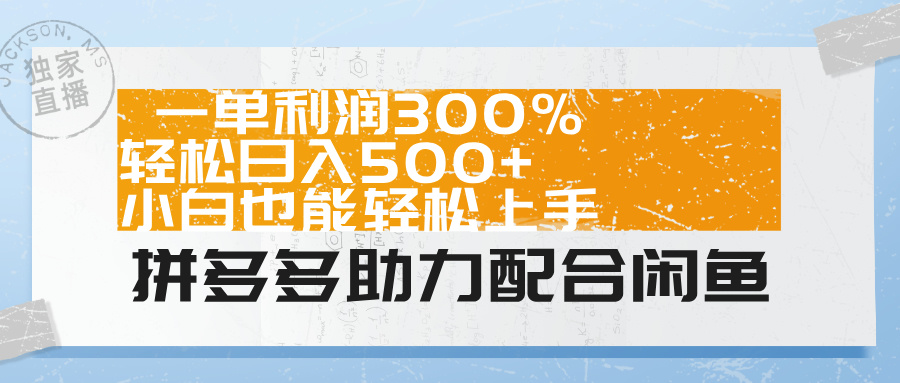 拼多多助力配合闲鱼 一单利润300% 轻松日入500+ 小白也能轻松上手！-天天资源网