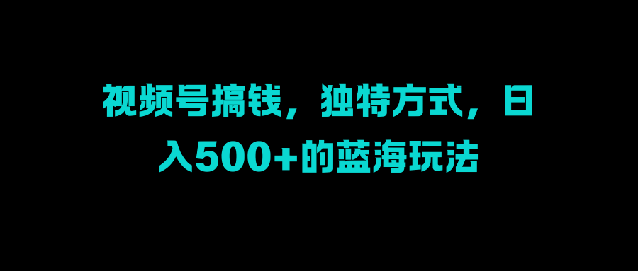视频号搞钱，独特方式，日入500+的蓝海玩法-天天资源网