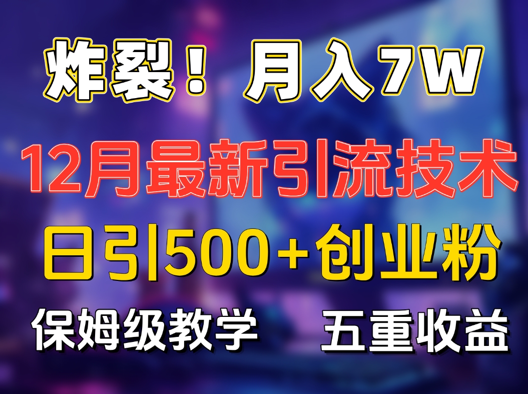 炸裂！月入7W+揭秘12月最新日引流500+精准创业粉，多重收益保姆级教学-天天资源网