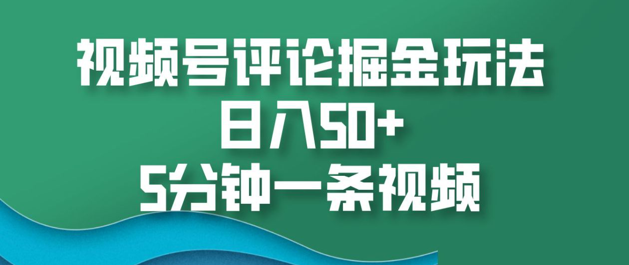 视频号评论掘金玩法，日入50+，5分钟一条视频！-天天资源网