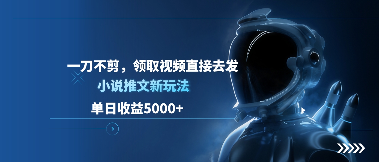 单日收益5000+，小说推文新玩法，一刀不剪，领取视频直接去发-天天资源网