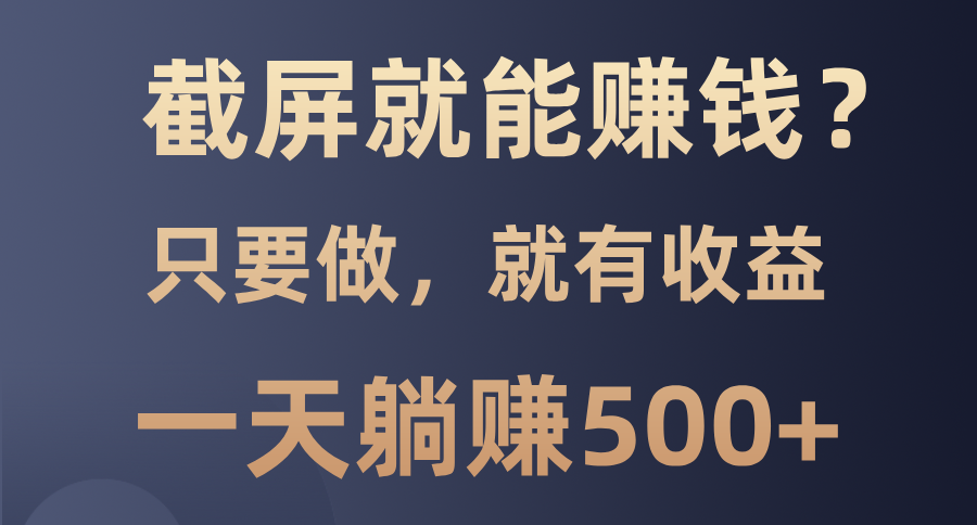 截屏就能赚钱？0门槛，只要做，100%有收益的一个项目，一天躺赚500+-天天资源网