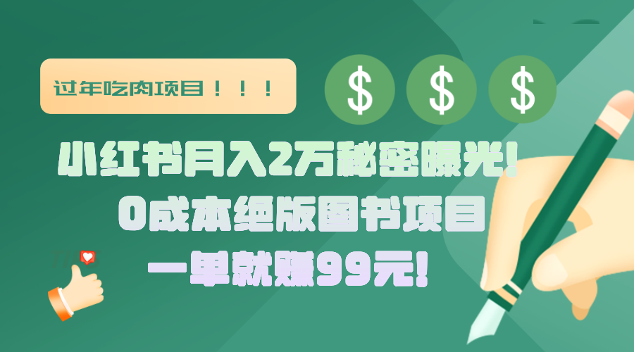 小红书月入2万秘密曝光！绝版图书项目，一单就赚99元！-天天资源网