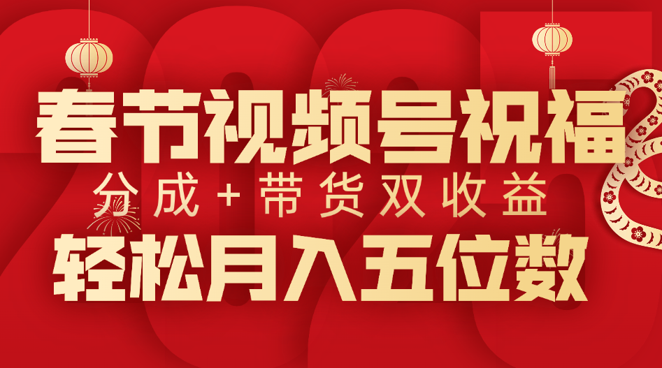 春节视频号祝福项目，分成+带货，双收益，轻松月入五位数-天天资源网