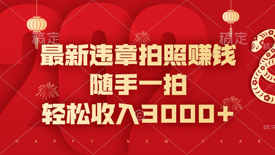 最新违章拍照赚钱，随手一拍，轻松收入3000+-天天资源网