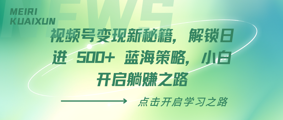 视频号变现新秘籍，解锁日进 500+ 蓝海策略，小白开启躺赚之路-天天资源网