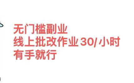 无门槛副业，线上批改作业30/小时  有手就行-天天资源网