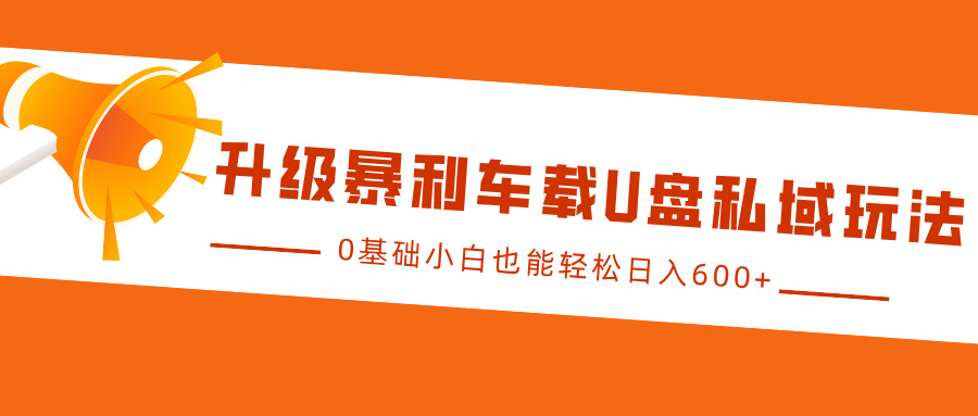 升级暴利车载U盘私域玩法，0基础小白也能轻松日入600+-天天资源网