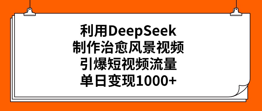 利用DeepSeek制作治愈风景视频，引爆短视频流量，单日变现1000+-天天资源网