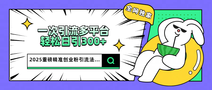 2025重磅全网独家引流法，一次多平台，轻松日引300+精准创业粉-天天资源网