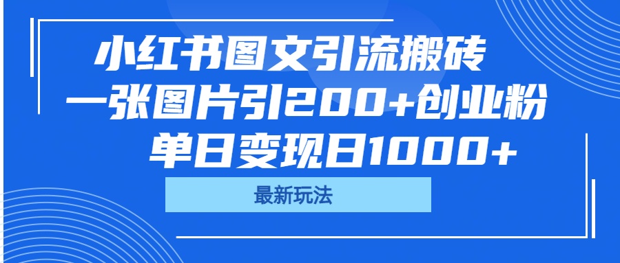 小红书图文引流搬砖，一张图片引200+创业粉，单日变现日1000+-天天资源网