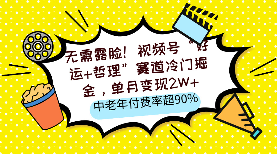 无需露脸！视频号“好运+哲理”赛道冷门掘金，单月变现2W+，中老年付费率超90%-天天资源网