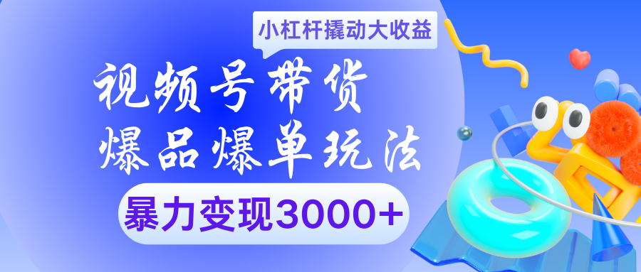 视频号带货爆品爆单玩法小杠杆撬动大收益暴力变现3000+-天天资源网