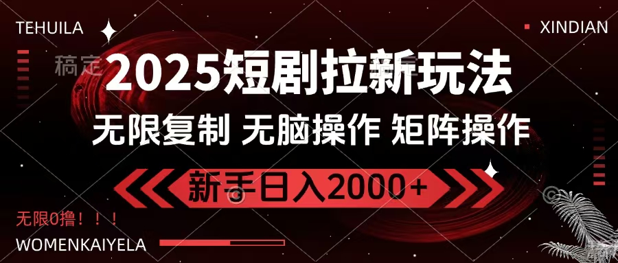 2025短剧拉新玩法，无需注册登录，无限0撸，无脑批量操作日入2000+-天天资源网
