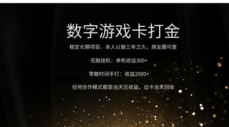 正规游戏卡打金，单机无脑挂收益300+，手打收益无上限！！！-天天资源网
