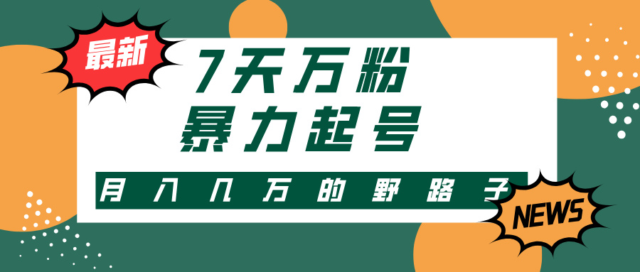 7天万粉，快手暴力起号，多种变现方式，新手小白秒上手，单月变现几万的野路子-天天资源网