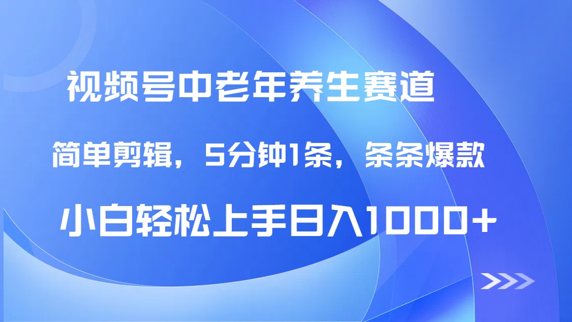 DeepSeek+既梦做视频号中老年养生赛道，条条爆款5分钟1条，轻松日入1000+-天天资源网
