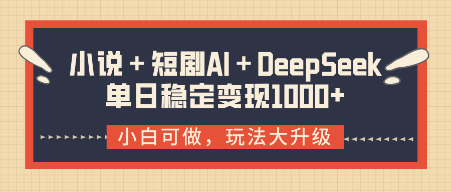 小说＋短剧AI＋DeepSeek结合变现，单日稳定变现1000+-天天资源网