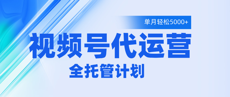 视频号代运营2.0，全程托管招募，单月轻松变现5000+-天天资源网