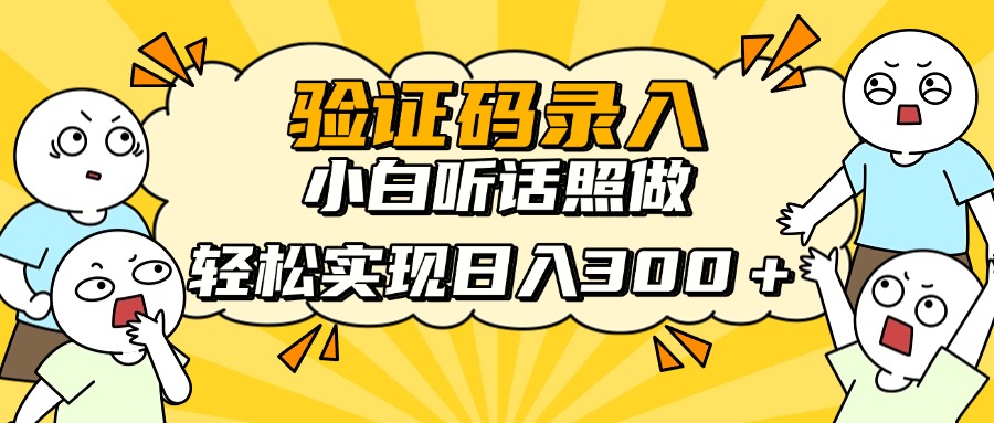 验证码录入，小白听话照做，轻松实现日入300＋-天天资源网