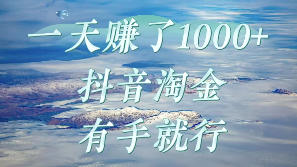 一天赚了1000+，抖音淘金计划，有手就行-天天资源网