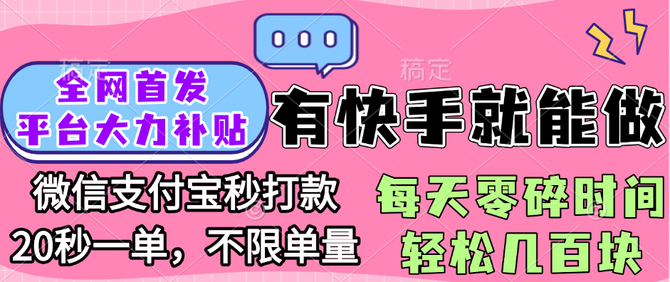 全网首发项目, 有快手就能做, 每天零碎时间轻松几百块-天天资源网