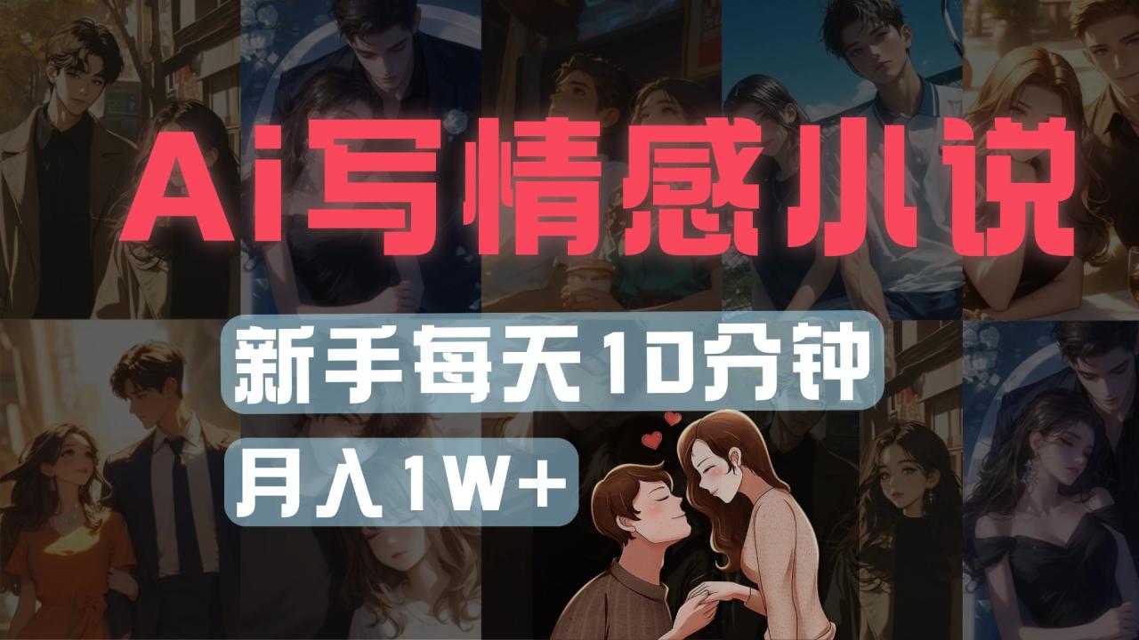 AI写情感小说，多平台批量发布，新手每天10分钟也能月入1w+-天天资源网