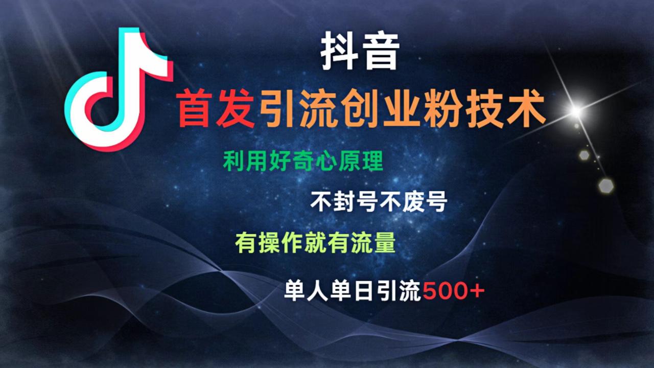 抖音最新引流创业粉技术 利用好奇心原理，不封号、不废号， 有操作就有流量，单人单日引流500+-天天资源网