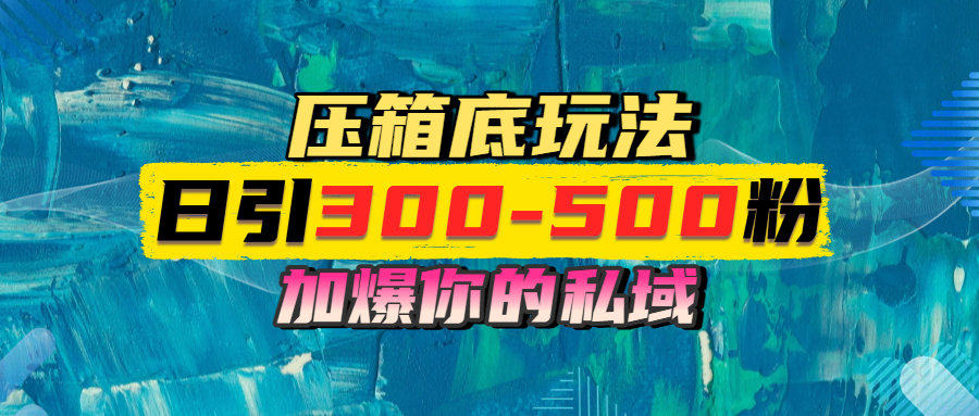 一天引流300-500粉，加爆你的私域，且都是实时变现，轻松日入1000+-天天资源网