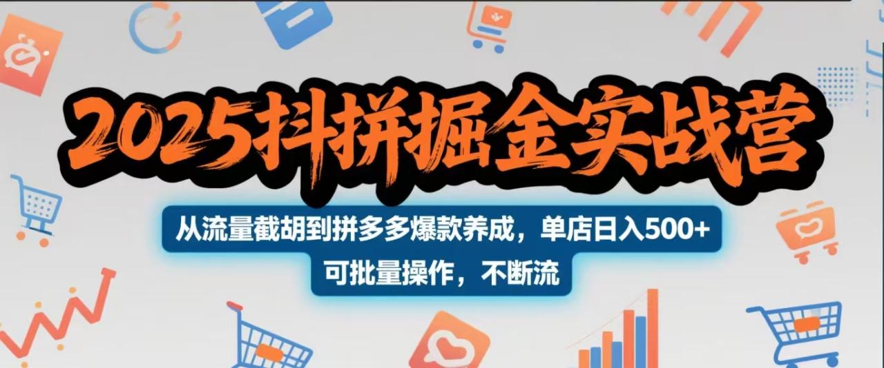 2025抖拼掘金实战营，从流量截胡到拼多多爆款养成，单店日入500+ 可批量操作，不断流-天天资源网